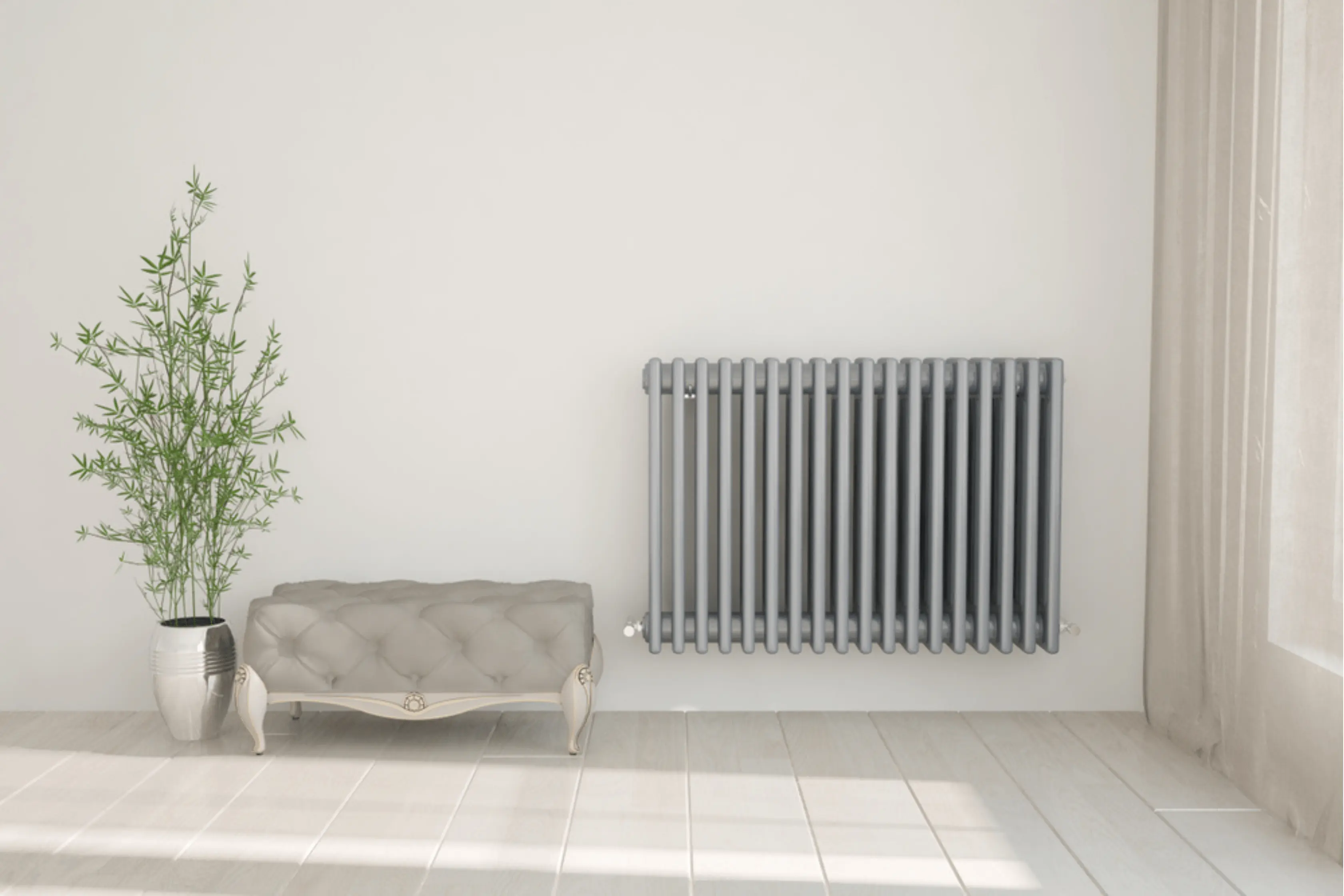 Grey Radiator Lifestyle Image In Home